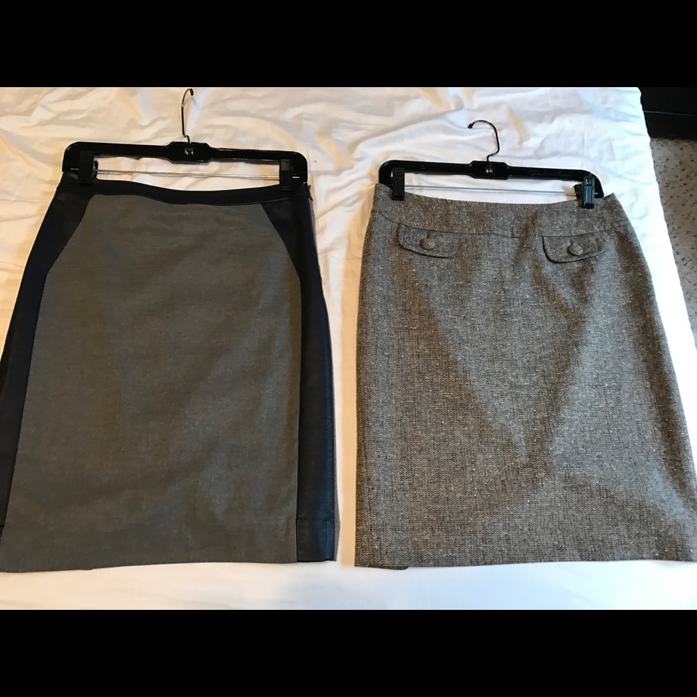 THE LIMITED skirts; set of 2 brown/ navy grey sz 2
